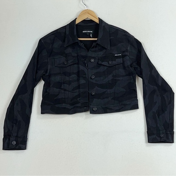 DKNY Women’s Black Camouflage Denim Jacket Size Small NWT - Picture 10 of 16